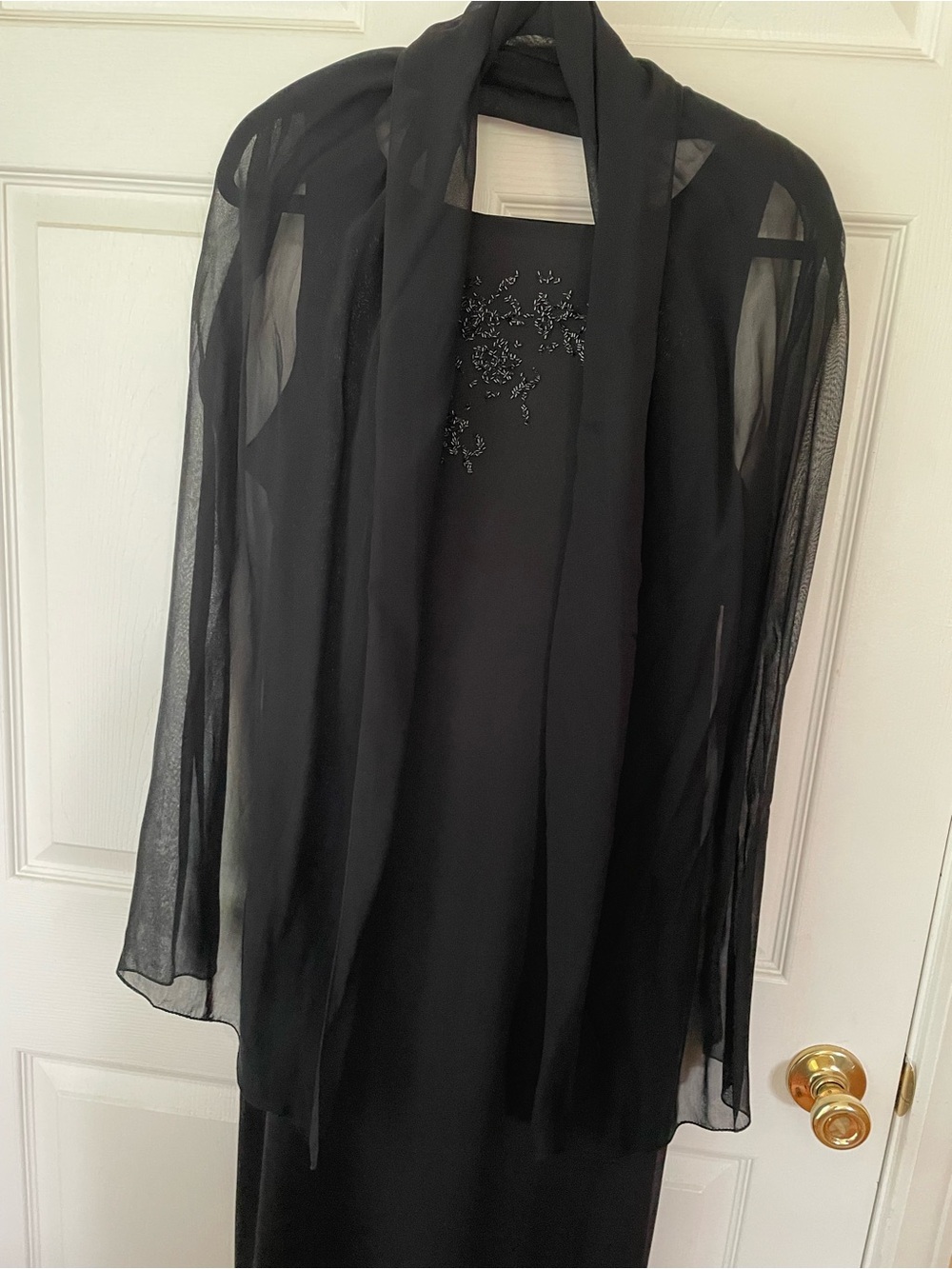 NWT Vintage AGB Byer California Size 14 Black Beaded Maxi Dress & Wrap